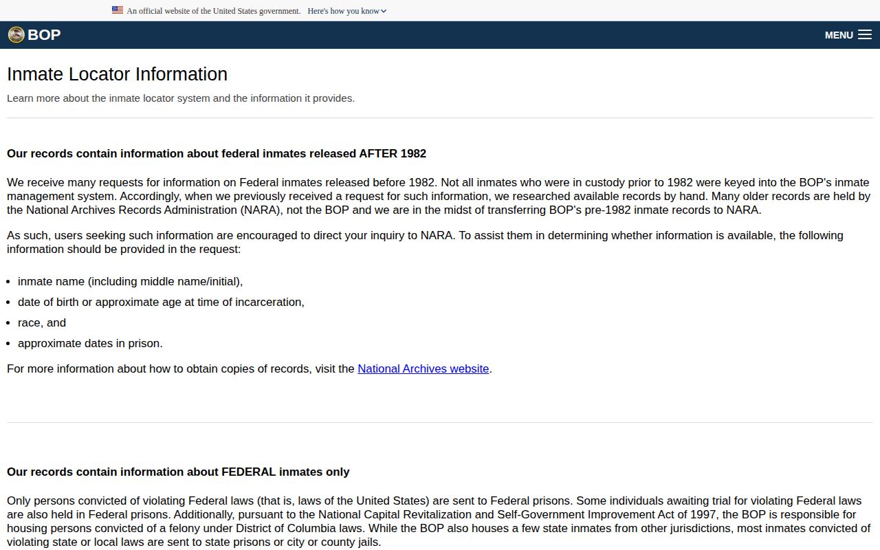 Federal Bureau of Prisons released result guidance for Harlan federal cases
