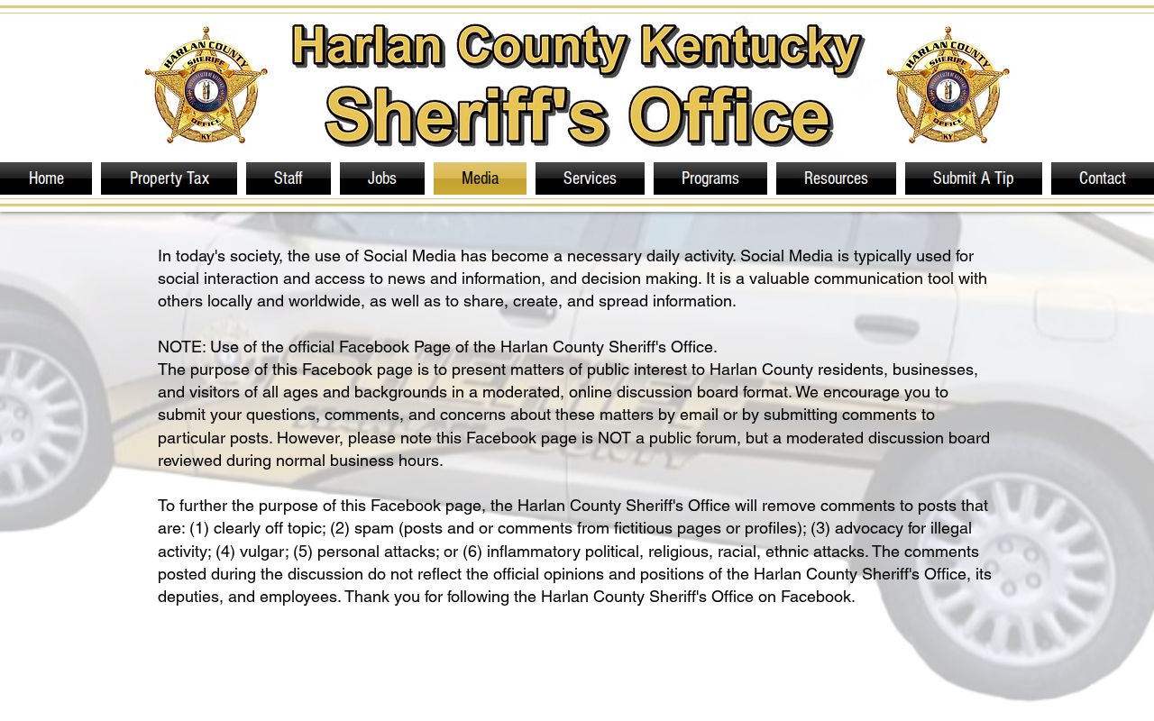 Harlan County sheriff media channel compared with 24-hour release records